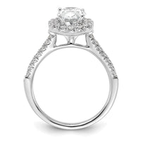 14k White 1/2 ct Lab Grown Dia VS/SI+ G+ 1 1/2 ct Center Oval Semi Eng Ring