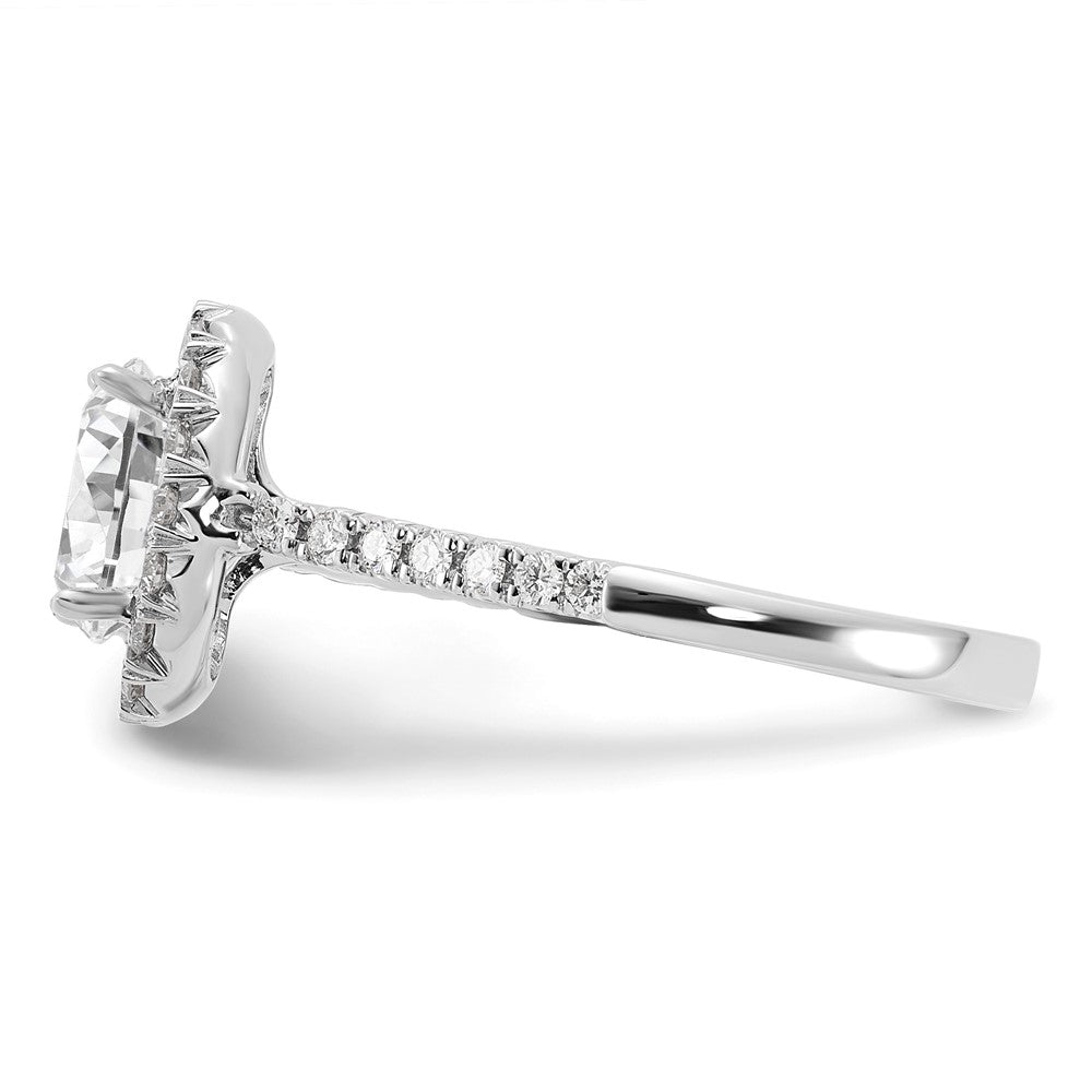 14k White 1/2 ct Lab Grown Dia VS/SI+ G+ 1 1/2 ct Center Oval Semi Eng Ring
