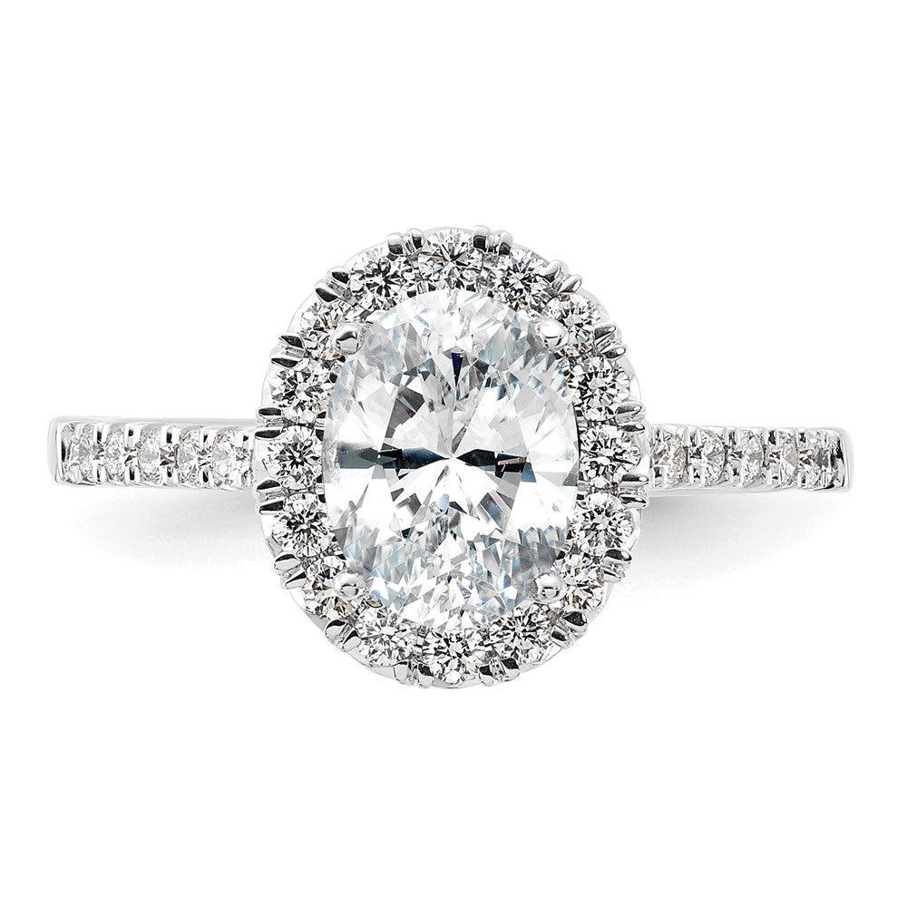 14k White 1/2 ct Lab Grown Dia VS/SI+ G+ 1 1/2 ct Center Oval Semi Eng Ring