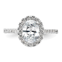 14k White 1/2 ct Lab Grown Dia VS/SI+ G+ 1 1/2 ct Center Oval Semi Eng Ring