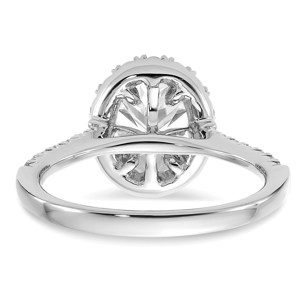 14k White 1/2 ct Lab Grown Dia VS/SI+ G+ 1 1/2 ct Center Oval Semi Eng Ring