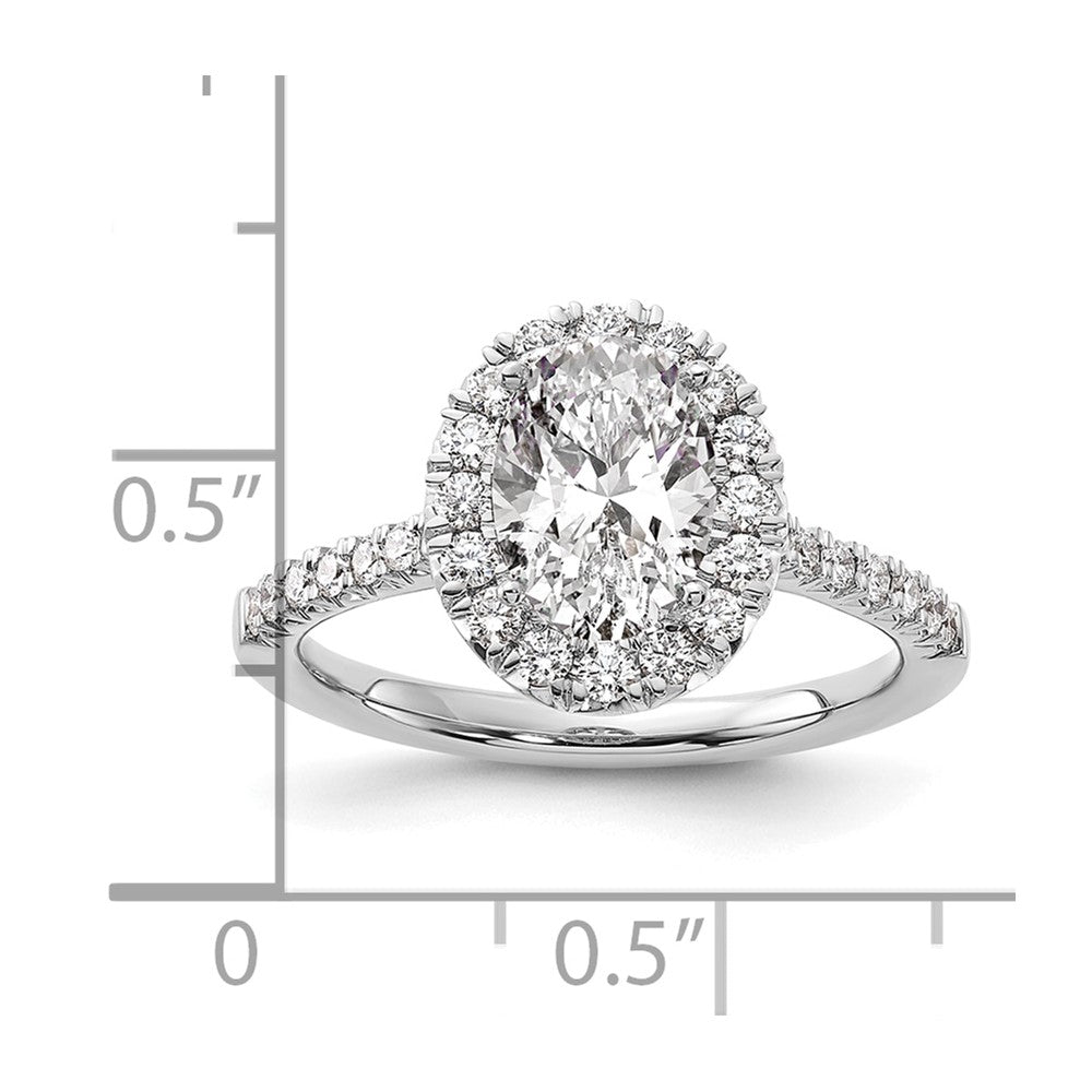 14k White 1/2 ct Lab Grown Dia VS/SI+ G+ 1 1/2 ct Center Oval Semi Eng Ring