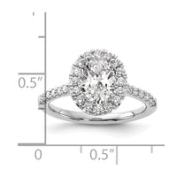 14k White 1/2 ct Lab Grown Dia VS/SI+ G+ 1 1/2 ct Center Oval Semi Eng Ring