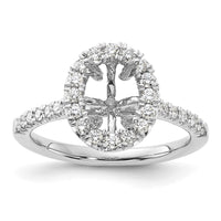 14k White 1/2 ct Lab Grown Dia VS/SI+ G+ 1 1/2 ct Center Oval Semi Eng Ring