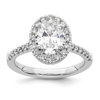 14k White 1/2 ct Lab Grown Dia VS/SI+ G+ 1 1/2 ct Center Oval Semi Eng Ring