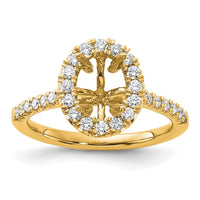 14k 1/2 ct Lab Grown Diamond VS/SI+ G+ 1 1/2 ct Center Oval Semi Eng Ring