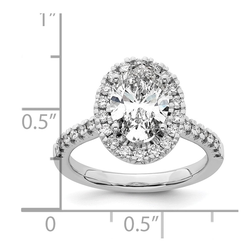 14k White 1/2 ct Lab Grown Diamond VS/SI+ G+ 2 ct Center Oval Semi Eng Ring