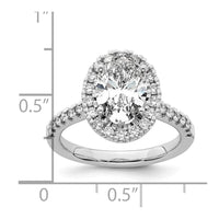 14k White 1/2 ct Lab Grown Diamond VS/SI+ G+ 2 ct Center Oval Semi Eng Ring