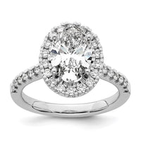 14kw Cert 2 1/2ct Oval Lab Grown VS/SI+ G+ Dia Halo Comp Engagement Ring