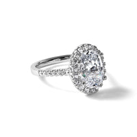 14kw Cert 2 1/2ct Oval Lab Grown VS/SI+ G+ Dia Halo Comp Engagement Ring