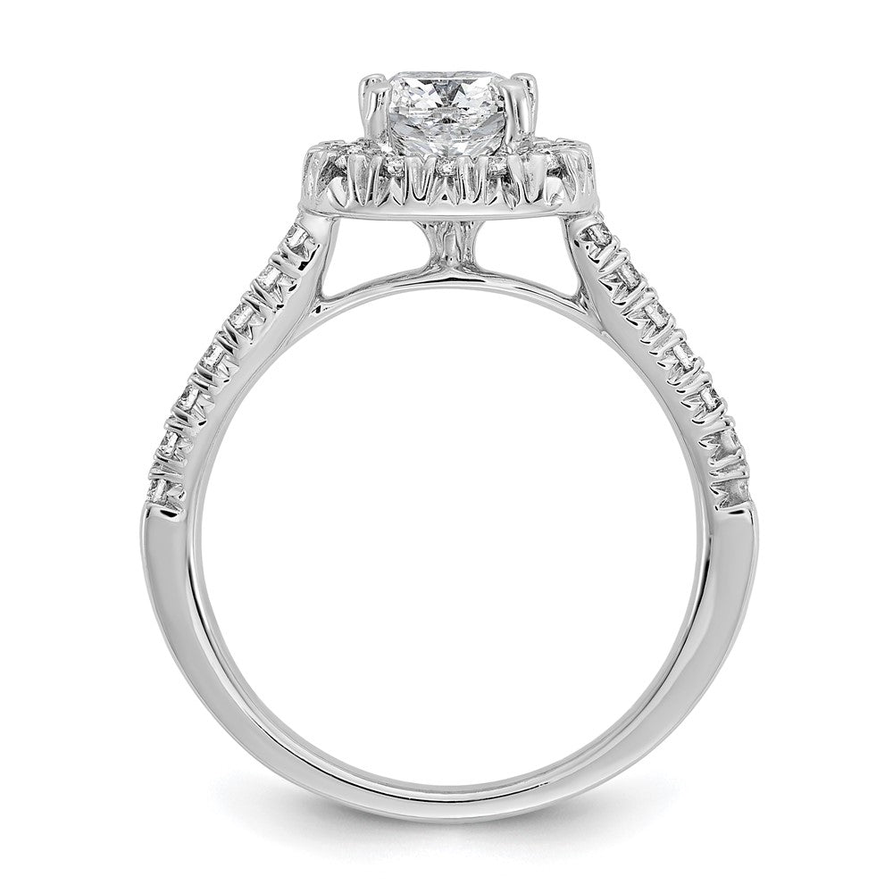 14k 3/8ct Lab Grown Dia VS/SI+ G+ 1ct Cushion Center Semi Halo Eng Ring