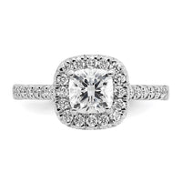 14k 3/8ct Lab Grown Dia VS/SI+ G+ 1ct Cushion Center Semi Halo Eng Ring