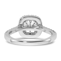 14k 3/8ct Lab Grown Dia VS/SI+ G+ 1ct Cushion Center Semi Halo Eng Ring