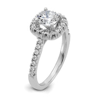 14k 3/8ct Lab Grown Dia VS/SI+ G+ 1ct Cushion Center Semi Halo Eng Ring