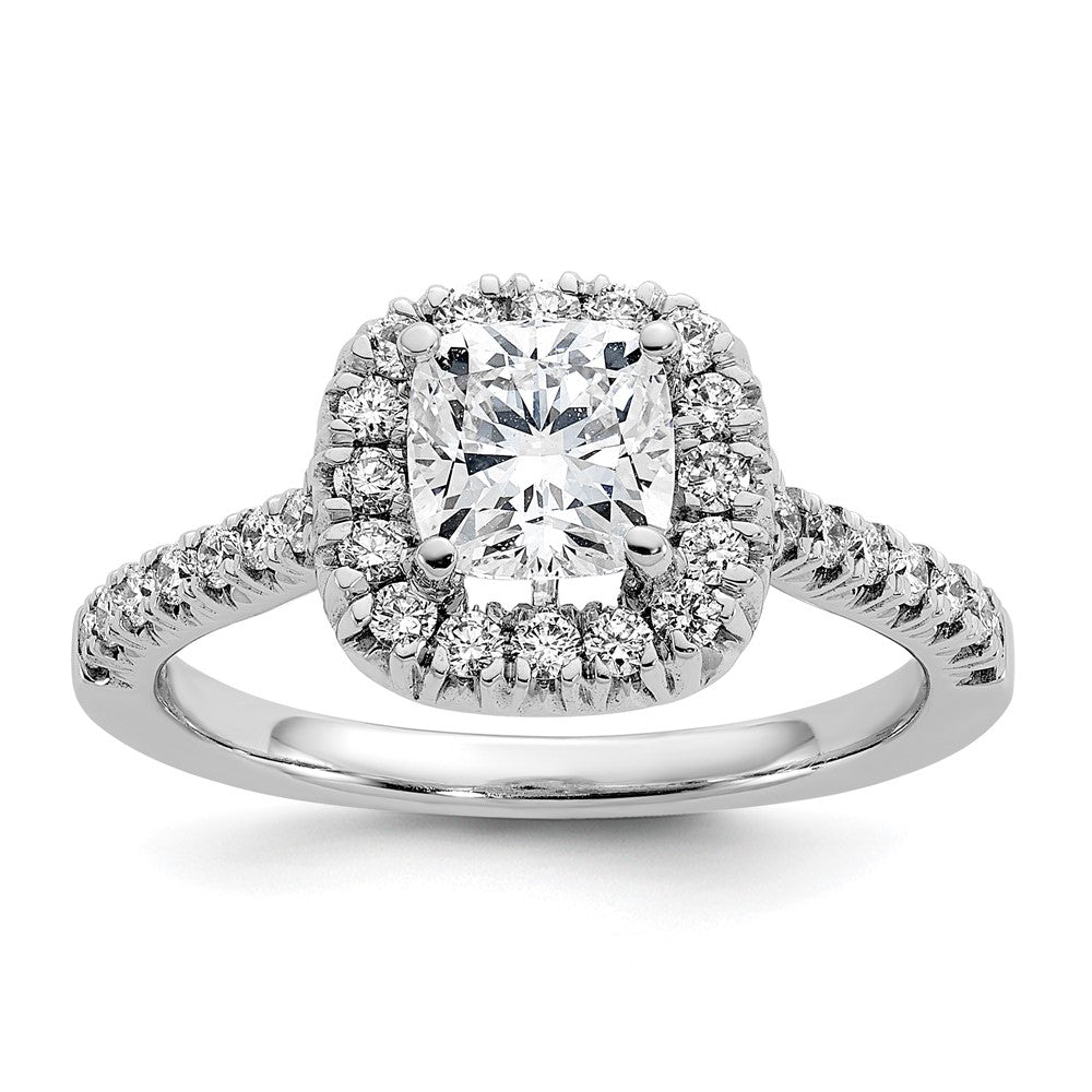 14k 3/8ct Lab Grown Dia VS/SI+ G+ 1ct Cushion Center Semi Halo Eng Ring