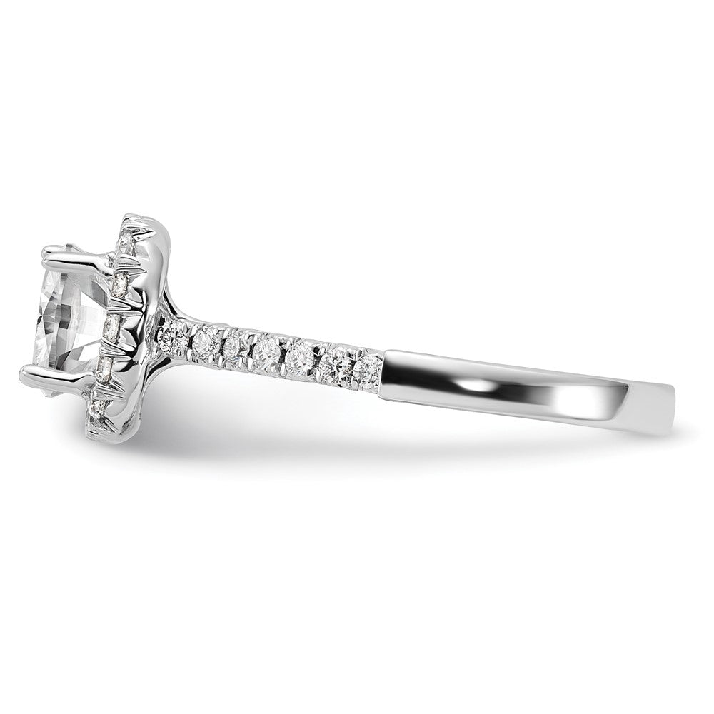 14k 1/2ct Lab Grown Dia VS/SI+ G+ 1 1/2ct Cushion Center Semi Halo Eng Ring