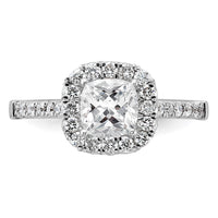 14k 1/2ct Lab Grown Dia VS/SI+ G+ 1 1/2ct Cushion Center Semi Halo Eng Ring