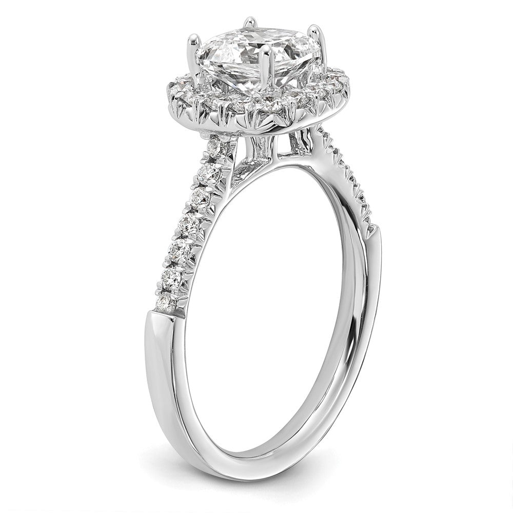 14k 1/2ct Lab Grown Dia VS/SI+ G+ 1 1/2ct Cushion Center Semi Halo Eng Ring