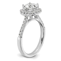 14k 1/2ct Lab Grown Dia VS/SI+ G+ 1 1/2ct Cushion Center Semi Halo Eng Ring