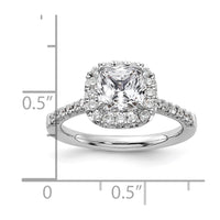 14k 1/2ct Lab Grown Dia VS/SI+ G+ 1 1/2ct Cushion Center Semi Halo Eng Ring