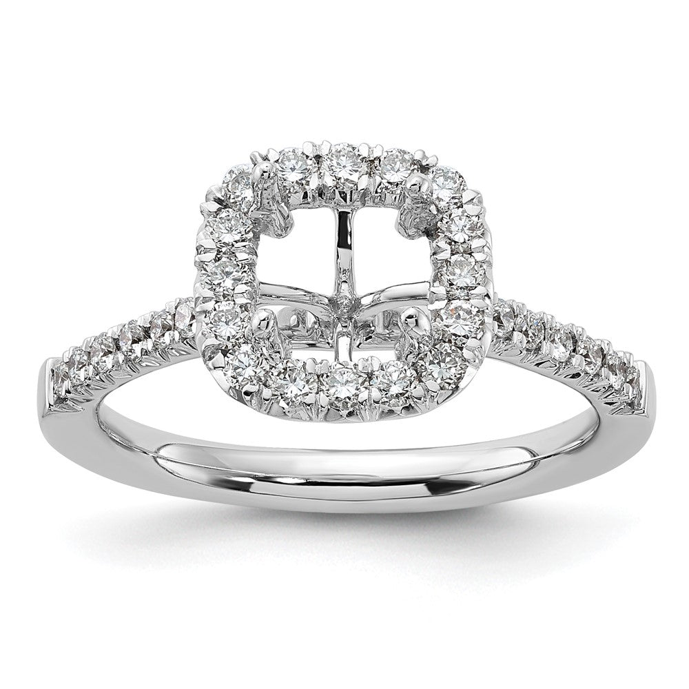 14k 1/2ct Lab Grown Dia VS/SI+ G+ 1 1/2ct Cushion Center Semi Halo Eng Ring