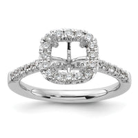 14k 1/2ct Lab Grown Dia VS/SI+ G+ 1 1/2ct Cushion Center Semi Halo Eng Ring