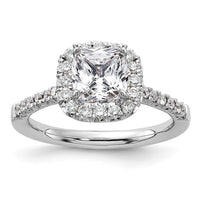 14k 1/2ct Lab Grown Dia VS/SI+ G+ 1 1/2ct Cushion Center Semi Halo Eng Ring
