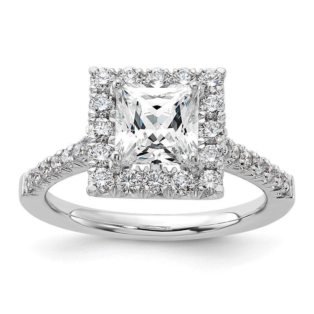 14kw 3/4 ct Lab Grown Dia VS/SI+ G+ 1 1/2 ct Center Princess Semi Eng Ring