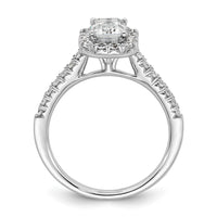 14k 1/2ct Lab Grown Dia VS/SI+ G+ 1ct Emerald Center Semi Halo Eng Ring
