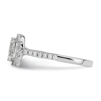 14k 1/2ct Lab Grown Dia VS/SI+ G+ 1ct Emerald Center Semi Halo Eng Ring