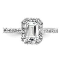 14k 1/2ct Lab Grown Dia VS/SI+ G+ 1ct Emerald Center Semi Halo Eng Ring