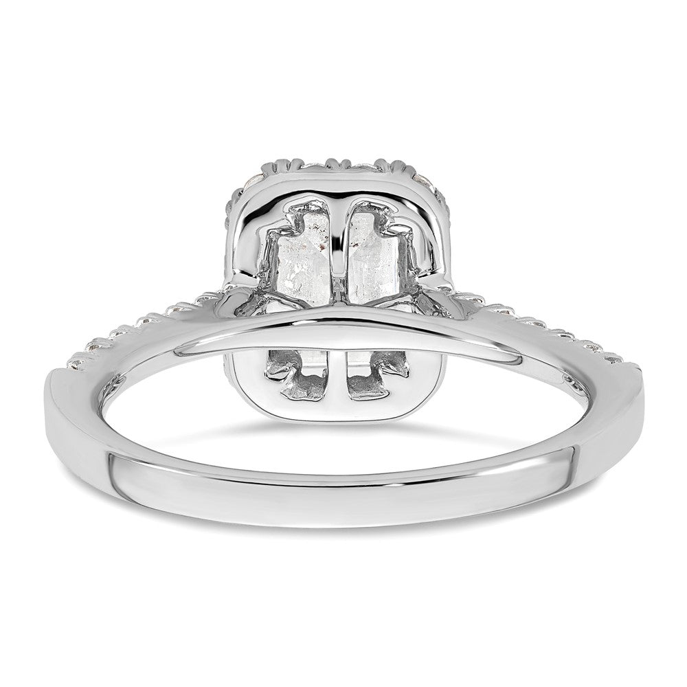 14k 1/2ct Lab Grown Dia VS/SI+ G+ 1ct Emerald Center Semi Halo Eng Ring