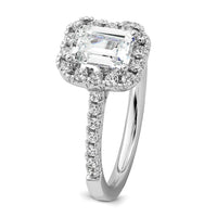 14k 1/2ct Lab Grown Dia VS/SI+ G+ 1ct Emerald Center Semi Halo Eng Ring