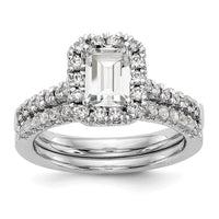 14k 1/2ct Lab Grown Dia VS/SI+ G+ 1ct Emerald Center Semi Halo Eng Ring