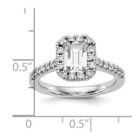 14k 1/2ct Lab Grown Dia VS/SI+ G+ 1ct Emerald Center Semi Halo Eng Ring