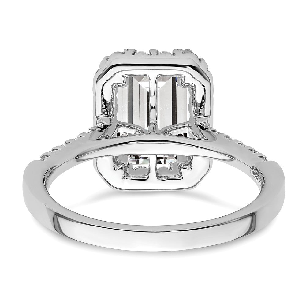 14k 3/8ct Lab Grown Dia VS/SI+ G+ 2ct Emerald Center Semi Halo Eng Ring