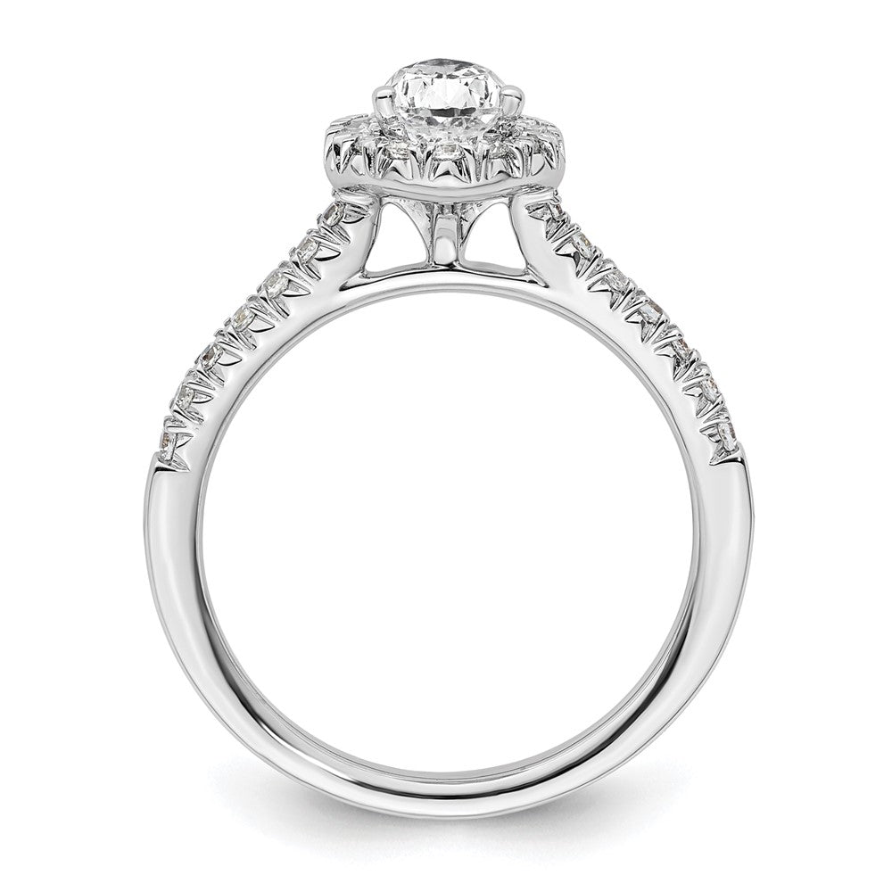 14kw 1/3 ct Lab Grown Diamond VS/SI+ G+ 3/4 ct Center Pear Semi Eng Ring