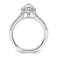 14kw 1/3 ct Lab Grown Diamond VS/SI+ G+ 3/4 ct Center Pear Semi Eng Ring