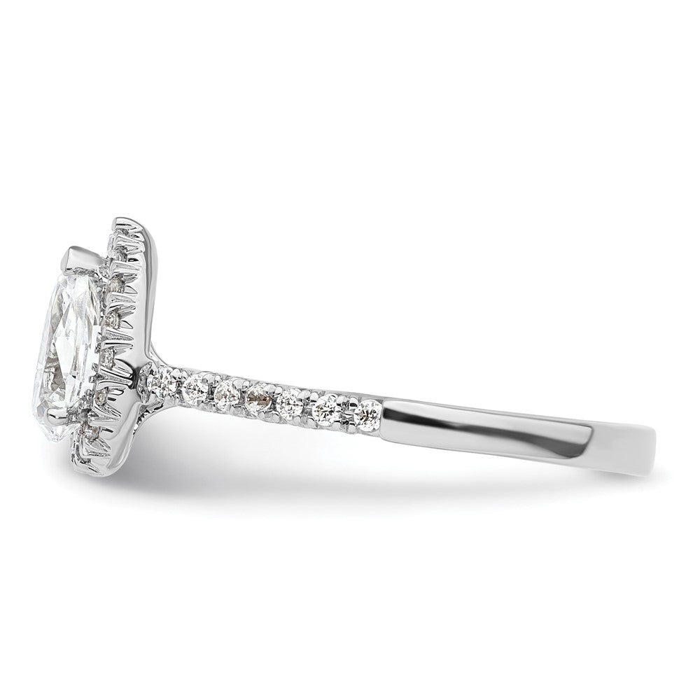 14kw 1/3 ct Lab Grown Diamond VS/SI+ G+ 3/4 ct Center Pear Semi Eng Ring