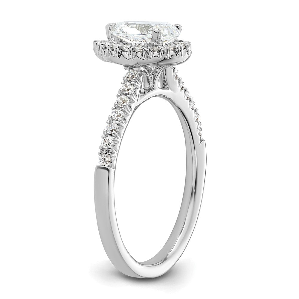 14kw 1/3 ct Lab Grown Diamond VS/SI+ G+ 3/4 ct Center Pear Semi Eng Ring