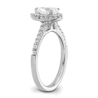 14kw 1/3 ct Lab Grown Diamond VS/SI+ G+ 3/4 ct Center Pear Semi Eng Ring
