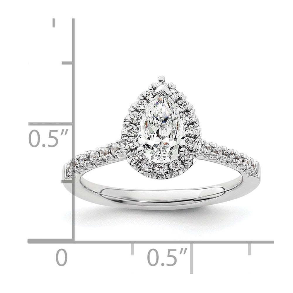 14kw 1/3 ct Lab Grown Diamond VS/SI+ G+ 3/4 ct Center Pear Semi Eng Ring