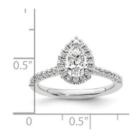 14kw 1/3 ct Lab Grown Diamond VS/SI+ G+ 3/4 ct Center Pear Semi Eng Ring