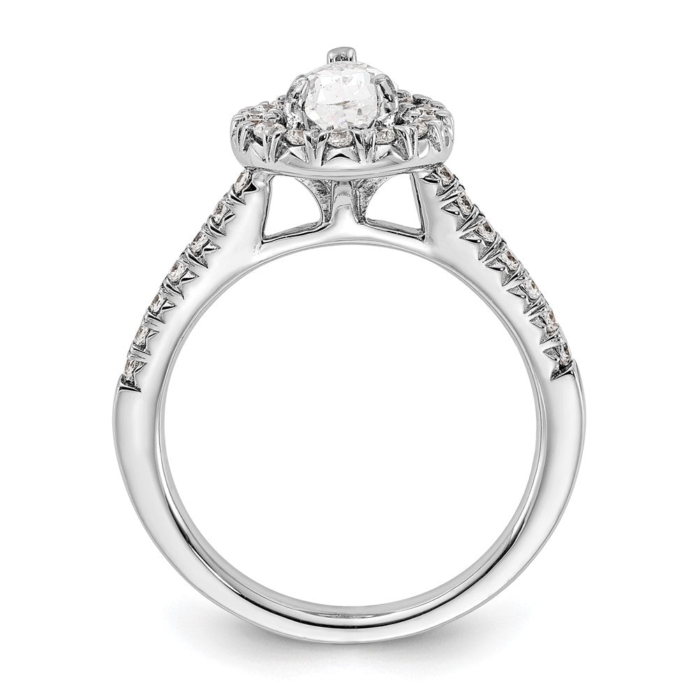 14kw 3/8 ct Lab Grown Diamond VS/SI+ G+ 1 ct Center Pear Semi Eng Ring