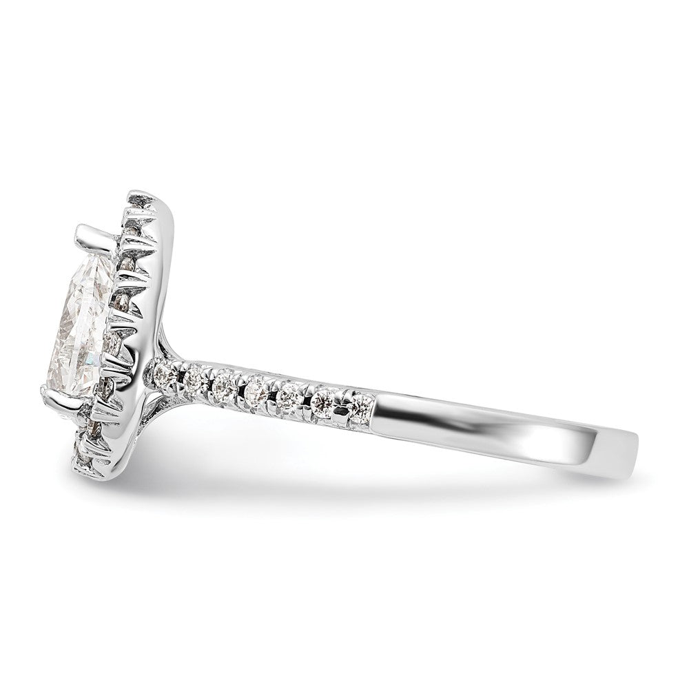 14kw 3/8 ct Lab Grown Diamond VS/SI+ G+ 1 ct Center Pear Semi Eng Ring
