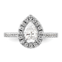 14kw 3/8 ct Lab Grown Diamond VS/SI+ G+ 1 ct Center Pear Semi Eng Ring