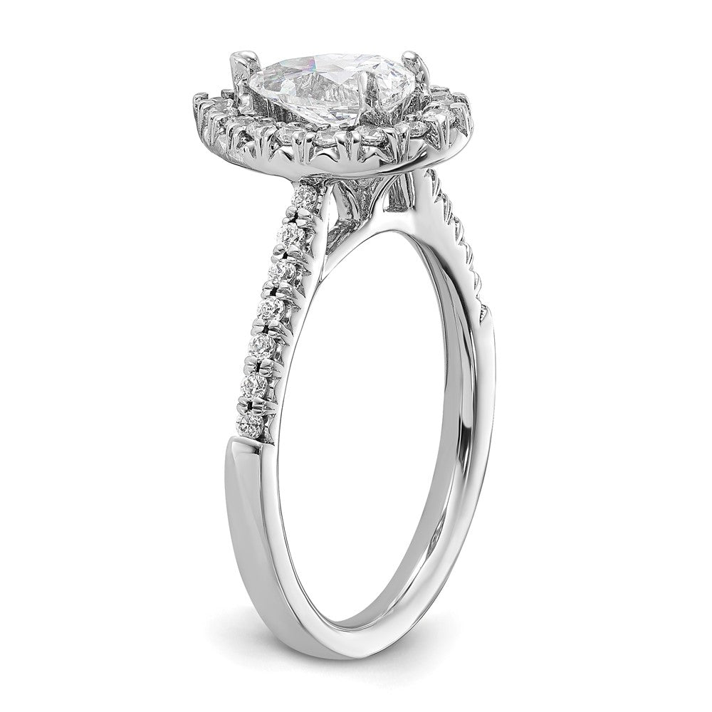 14kw 3/8 ct Lab Grown Diamond VS/SI+ G+ 1 ct Center Pear Semi Eng Ring