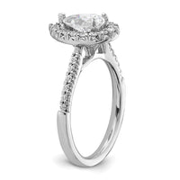 14kw 3/8 ct Lab Grown Diamond VS/SI+ G+ 1 ct Center Pear Semi Eng Ring