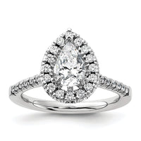 14kw 3/8 ct Lab Grown Diamond VS/SI+ G+ 1 ct Center Pear Semi Eng Ring