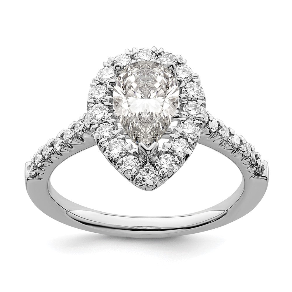 14kw 5/8 ct Lab Grown Diamond VS/SI+ G+ 1 1/2 ct Center Pear Semi Eng Ring